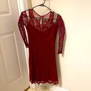 Burgundy Lace Top Dress
